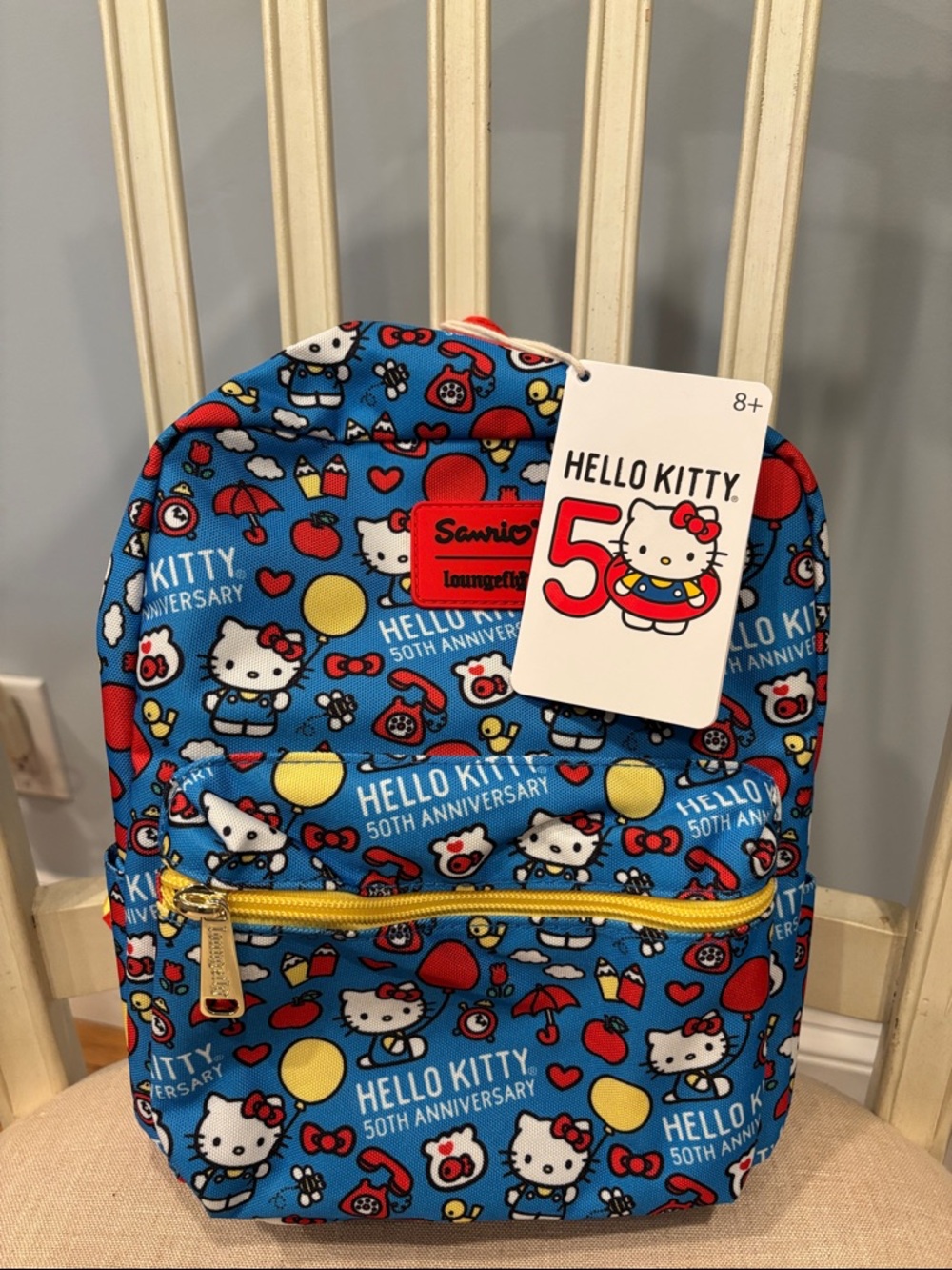 Sanrio Hello Kitty Blue 50th Anniversary Mini Backpack with Yellow Accents NWT
